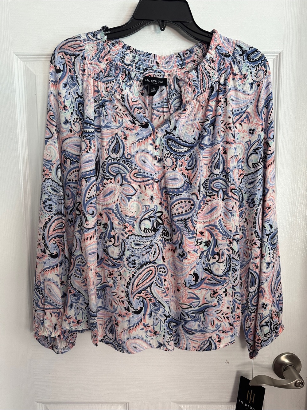 Pink & Blue Paisley Peasant Blouse